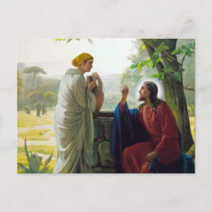 Cartão Postal Cristo e a Mulher Samaritana por Carl Bloch