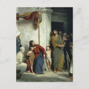 Cartão Postal Cristo e as Crianças por Carl Bloch