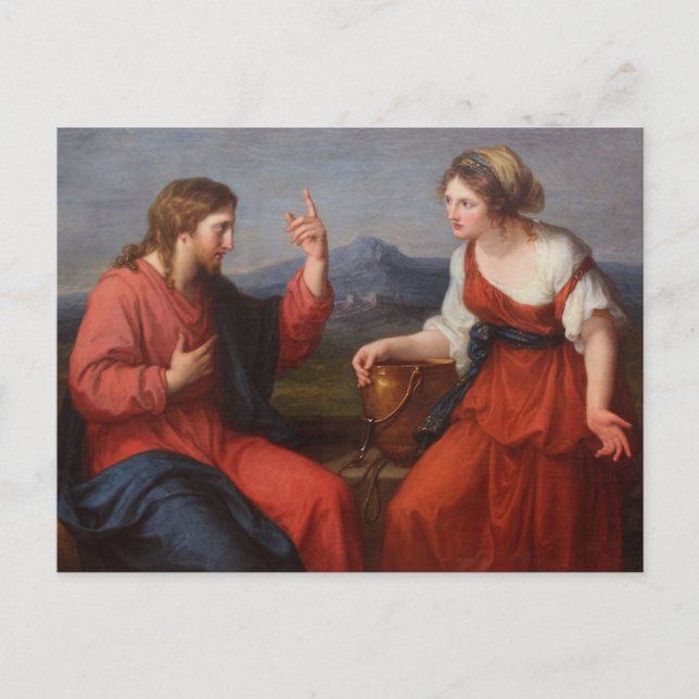 Cartão Postal Cristo e Mulher Samaritana, Angelica Kauffman (Frente)