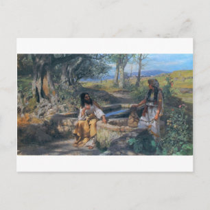 Cartão Postal Cristo e samaritana por volta de 1890