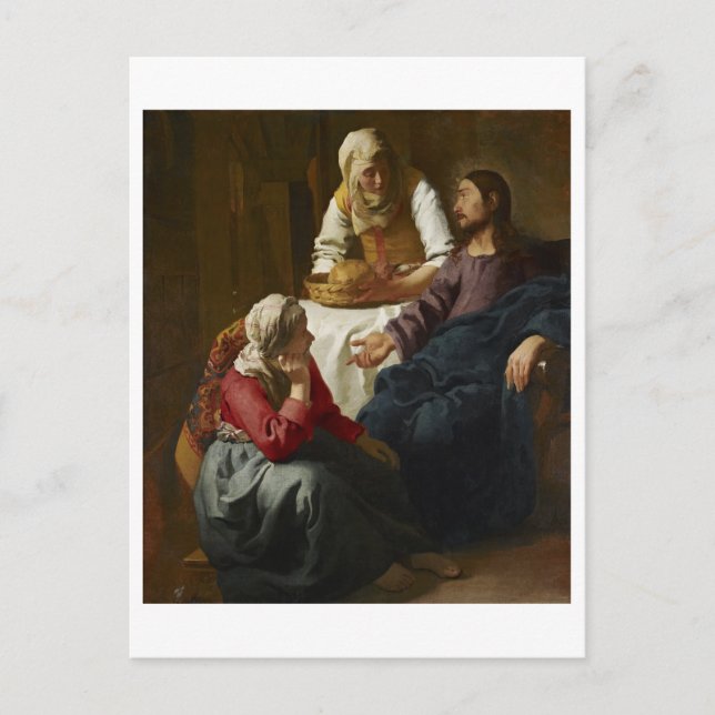 Cartão Postal Cristo na Casa de Martha e Mary por Vermeer (Frente)