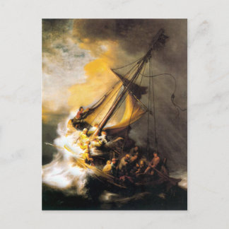 Cartão Postal Cristo na Tempestade no Mar de Galileu-Rembrandt