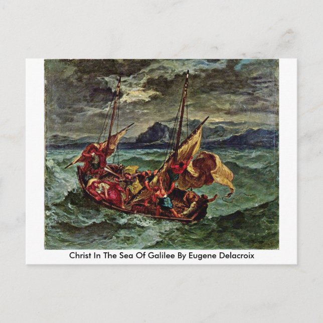 Cartão Postal Cristo No Mar Da Galileia Por Eugene Delacroix (Frente)