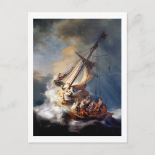 Cartão Postal Cristo no mar tempestuoso da Galileia