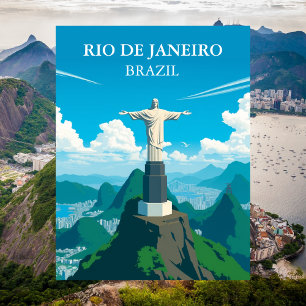 Cartão Postal Cristo Redentor, Brasil Rio de Janeiro Vintage