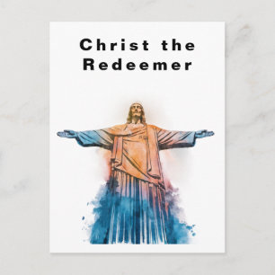 Cartão Postal Cristo Redentor Rio de Janeiro Aquarela