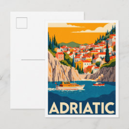 Cartão Postal Croácia Adriática Arte vintage Viagem