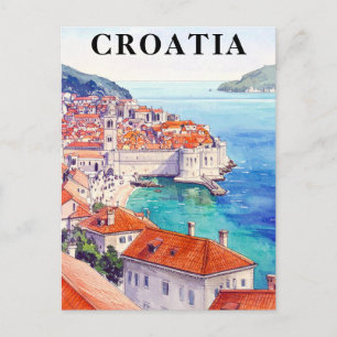 Cartão Postal Croácia Costa do Mar Adriático Vintage