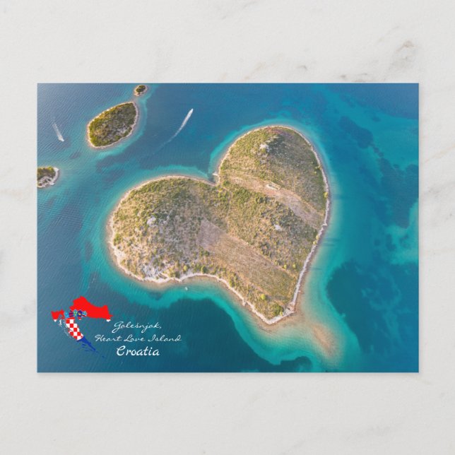 Cartão Postal Croácia | Hrvatska | Galešnjak, Ilha do Amor Coraç (Frente)