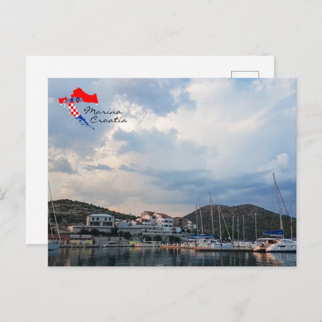 Cartão Postal Croácia | Hrvatska | Mar Adriático | Marina (Frente/Verso)