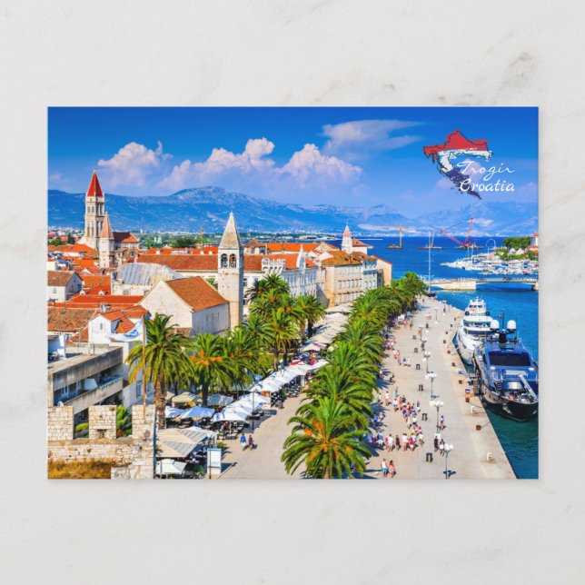 Cartão Postal Croácia | Trogir | Mar Adriático | Verão (Frente)