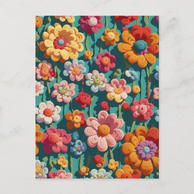 Cartão Postal Crochet flowers (Frente)