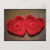 Crochet Yarn Hearts on Wood Handmade