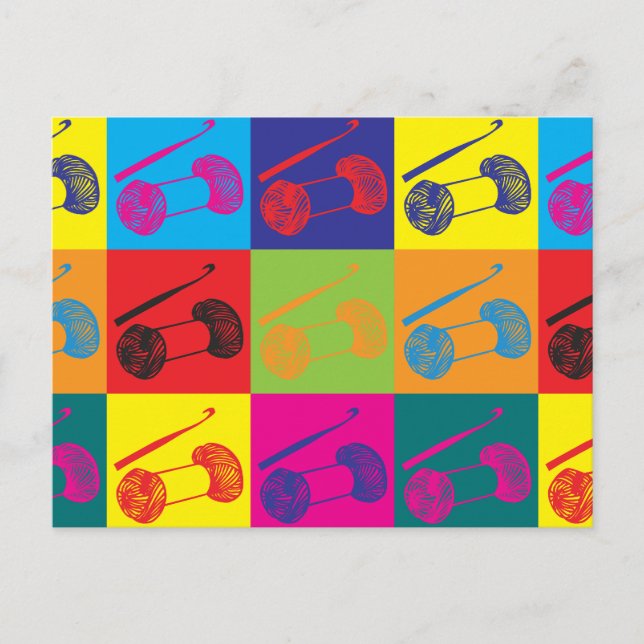 Cartão Postal Crocheting Pop Art (Frente)