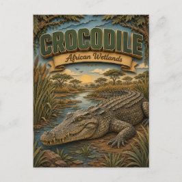 Cartão Postal Crocodile Pântanos Africanos POPCUT