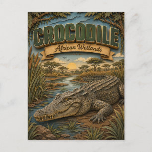 Cartão Postal Crocodile Pântanos Africanos POPCUT