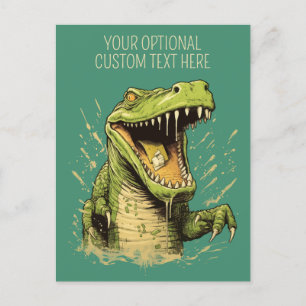 Cartão Postal Crocodilo de Texto Personalizado