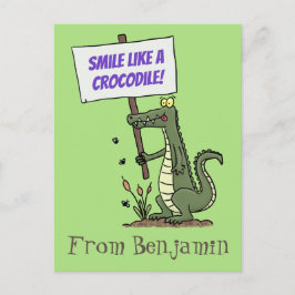 Cartão Postal Crocodilo engraçado, alinhador com cartoon