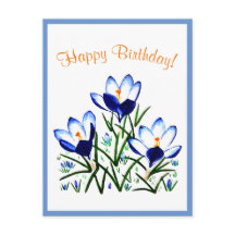 Crocos Azuis no Cartão-Postal Primavera