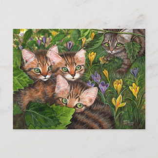 Cartão postal Crocus de 4 Kittens