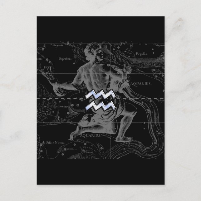 Cartão Postal Cromo como Aquarius Zodiac Sinal em Hevélio (Frente)