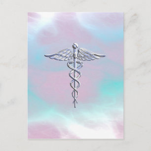 Cartão Postal Cromo Como Caduceus Símbolo Médico Mãe Pérola