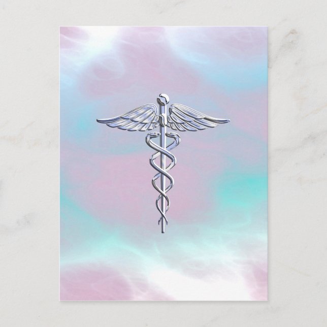 Cartão Postal Cromo Como Caduceus Símbolo Médico Mãe Pérola (Frente)