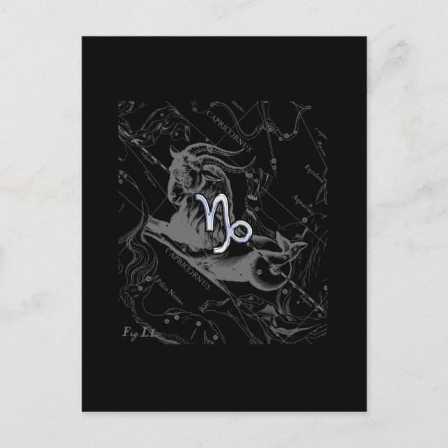 Cartão Postal Cromo como Capricórnio Zodiac Sinal em Hevélio (Frente)