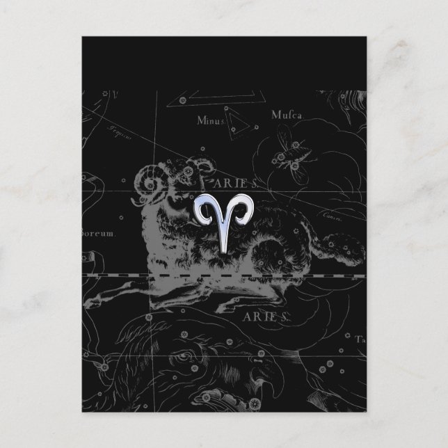 Cartão Postal Cromo como símbolo do zodíaco Áries em Hevelius 16 (Frente)