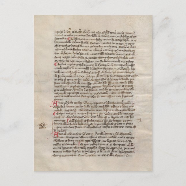 Cartão Postal Crônica de História Antiga Manuscrito Medieval (Frente)