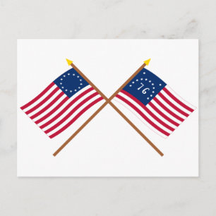 Cartão Postal Crossed Betsy Ross e Bennington Flags