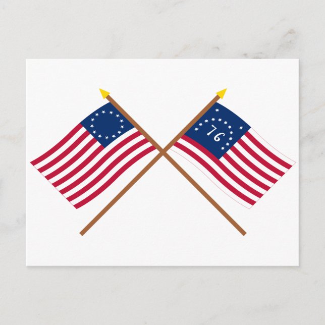 Cartão Postal Crossed Betsy Ross e Bennington Flags (Frente)