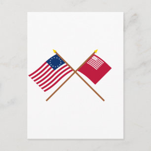 Cartão Postal Crossed Betsy Ross e Brandywine Flags