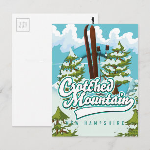 Cartão Postal Crotched montanha New Hampshire esqui,