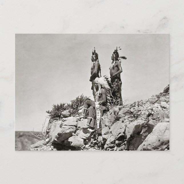 Cartão Postal Crow Indians On Cliff, 1905 (Frente)