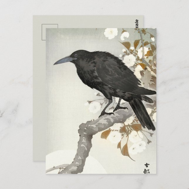 Cartão Postal Crow Raven Koson Japonês (Frente/Verso)