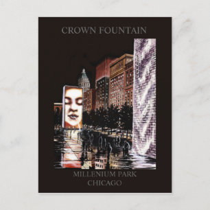 Cartão Postal Crown Fountain Millenium Park Randsom Art