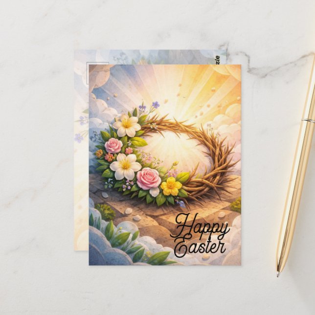 Cartão Postal Crown of Thorns Religious Easter Postcard (Frente/Verso In Situ)