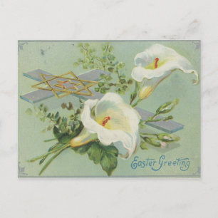Cartão Postal Crucifixo Antigo de Boas Festas de Páscoa