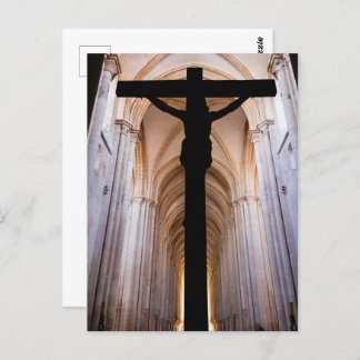Cartão Postal Crucifixo com Jesus Cristo. Abadia de Alcobaca Gót