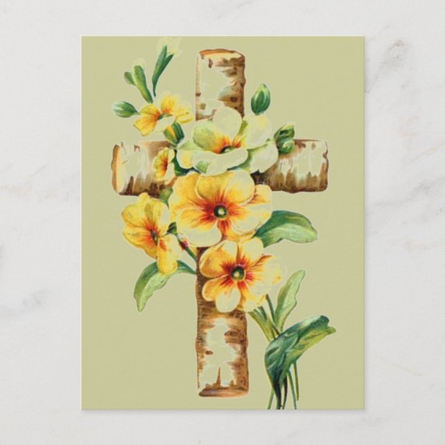 Cartão Postal Cruz Com Flores Amarelas (Frente)
