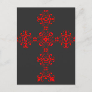 Cartão Postal Cruz com ornamento vermelho