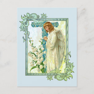 Cartão Postal Cruz Cristã Flor Azul