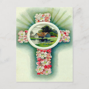 Cartão Postal Cruz Cristã Flores de Não-Me-Esqueças