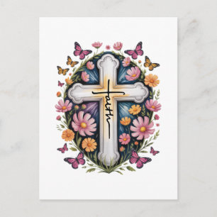 Cartão Postal Cruz da Fé Floral