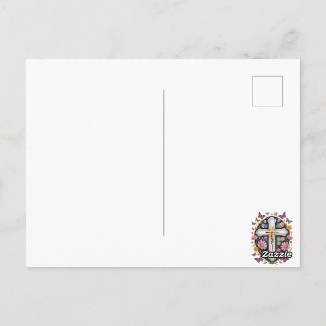 Cartão Postal Cruz da Fé Floral  (Verso)