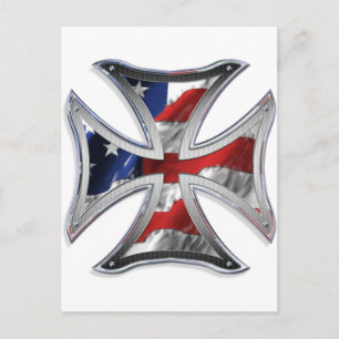 Cartão Postal Cruz de Ferro c/ Bandeira Americana