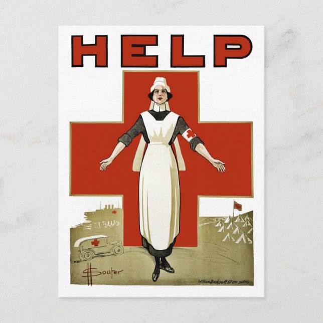 Cartão Postal Cruz Vermelha Australiana vintage Primeira Guerra  (Frente)