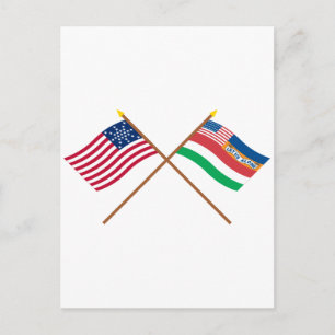 Cartão Postal Cruzado nos EUA com 27 estrelas e 1845 flags estat