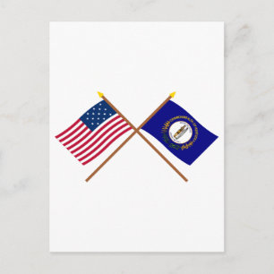 Cartão Postal Cruzados com Flags de 15 estrelas dos EUA e do Est